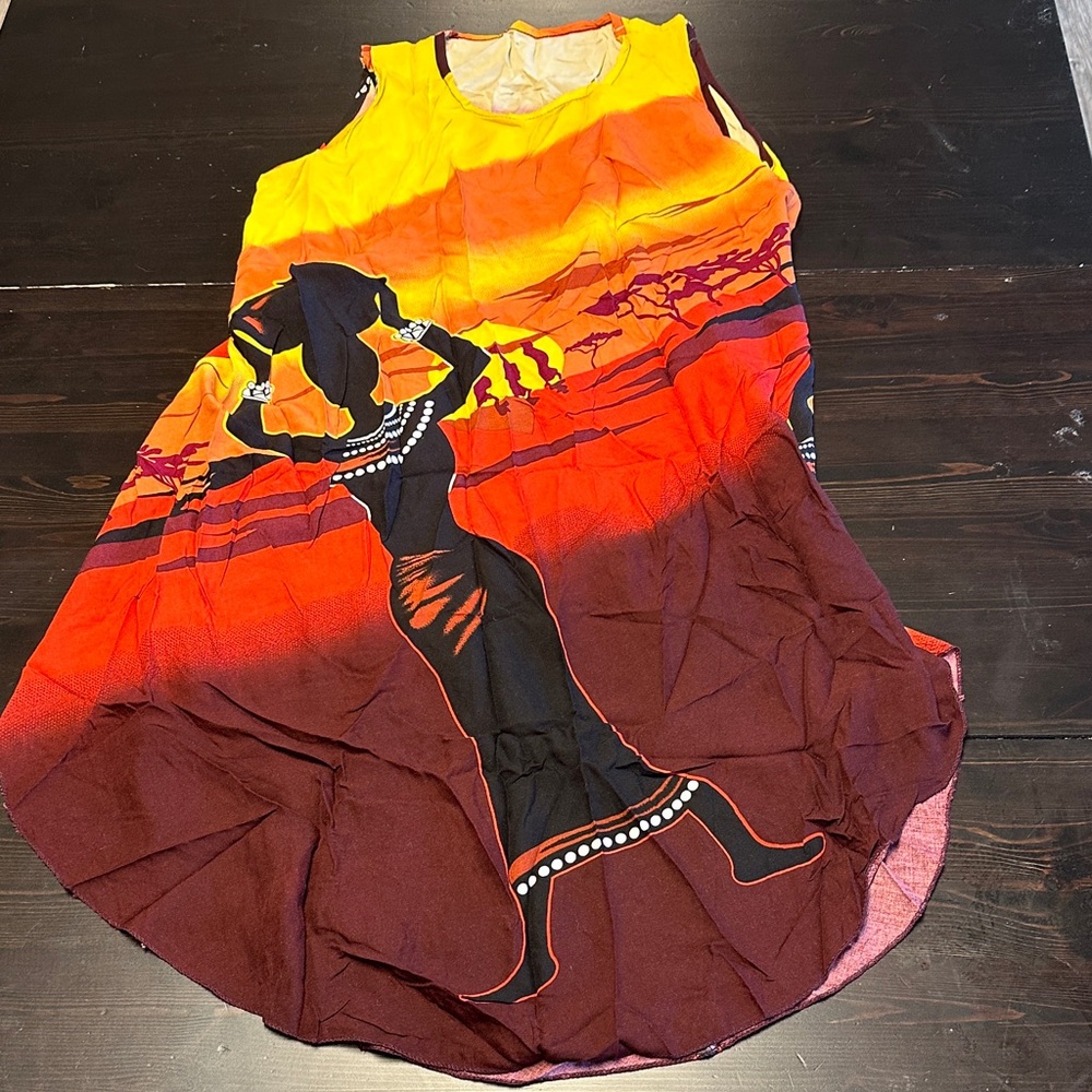 Vibrant Sunset Midi Dress